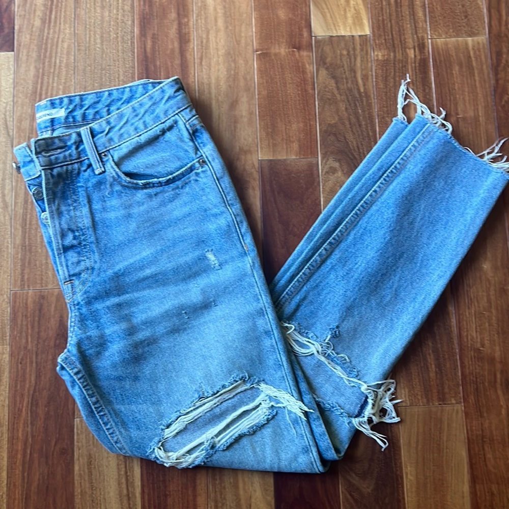 GRLFRND Karolina Cotton Ripped Straight Jeans